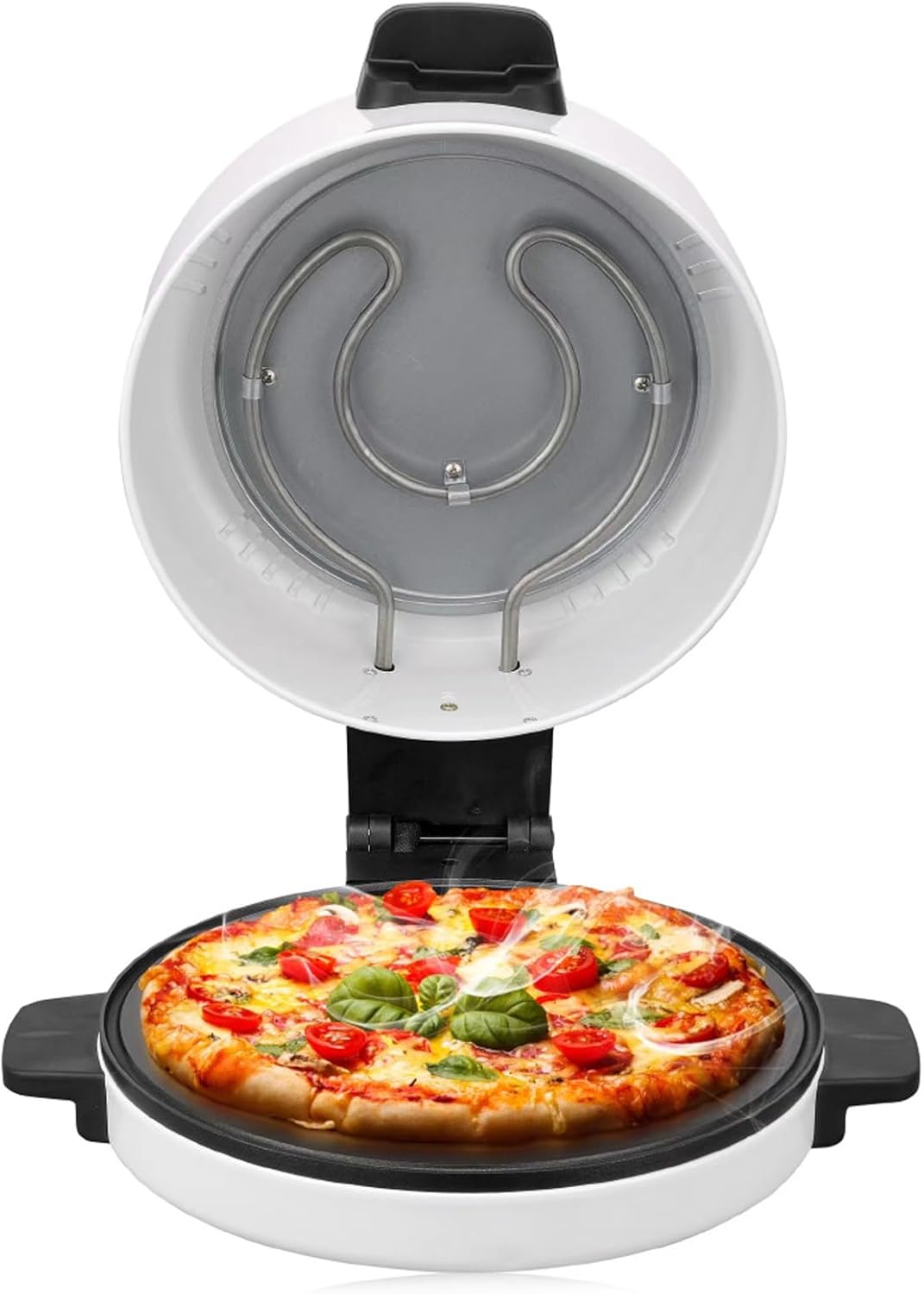 Electric Pizza Oven, Portable 12 In Countertop Pizza Maker Steak Machine Toaster, 2000W 6 Minutes Fast Cooking, Bottom Anti Slip, for Home Outdoor (US Plug 110V)