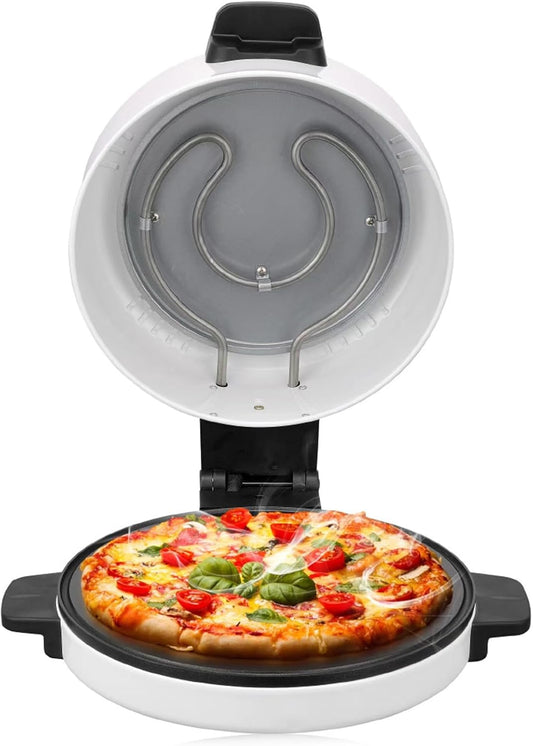 Electric Pizza Oven, Portable 12 In Countertop Pizza Maker Steak Machine Toaster, 2000W 6 Minutes Fast Cooking, Bottom Anti Slip, for Home Outdoor (US Plug 110V)