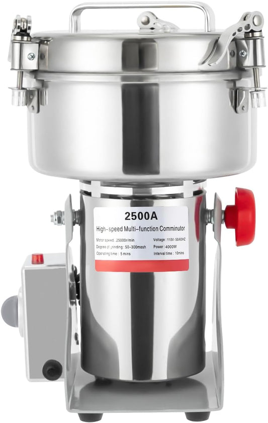 2500g\/5.51lbs Electric Grain Mill Grinder, 304 Stainless Steel 4500W High-Speed Electric Spice Grinder Commercial Coffee Grinder for Grains Spices Herbs Pepper Coffee