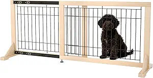 19.7" H Free Standing Dog Gate, 23.6" - 45.3" Wide Pet Gate for Fireplace Stairs Doorways, Extra Wide Wooden Adjustable Pet Fence Indoor