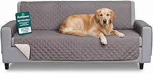 FurHaven Water-Resistant Sofa Cover for Dogs & Cats, Reversible Couch Protector with Secure Straps and Pinsonic Quilted Fabric, Machine Washable Couch Cover, Sofa Sized, Gray Mist