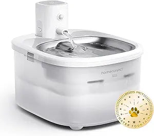 Homerunpet Wireless Pet Water Fountain - Stainless Steel Water Tray, Battery Operated Ultra-Quiet, Portable Automatic Cat & Dog Dispenser, Dishwasher Safe