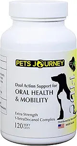 Mobility & Oral Health for Cats and Dogs - 1-TDC Dual Action Support - Promotes Dogs & Cat Oral Care & Joint Comfort - 120 Soft Gels