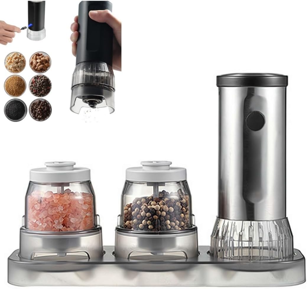 Electric Salt and Pepper Grinder Set,Rechargeable Salt and Pepper Shakers,Upgraded Large Capacity,Adjustable Coarseness,Automatic Pepper and Salt Grinder for Salt and Spices