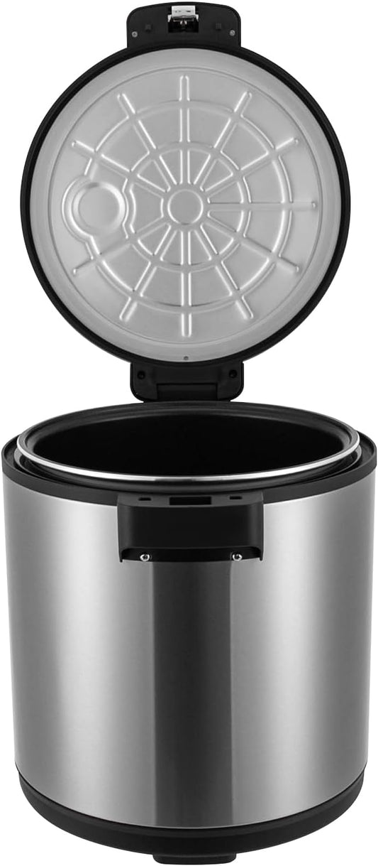 100-Cup 23L Electric Rice Warmer 110W Commercial Food Warmer with Warm Function Only, Heavy Duty Stainless Steel Restaurant Rice Warmer with Temperature Control (Silver)