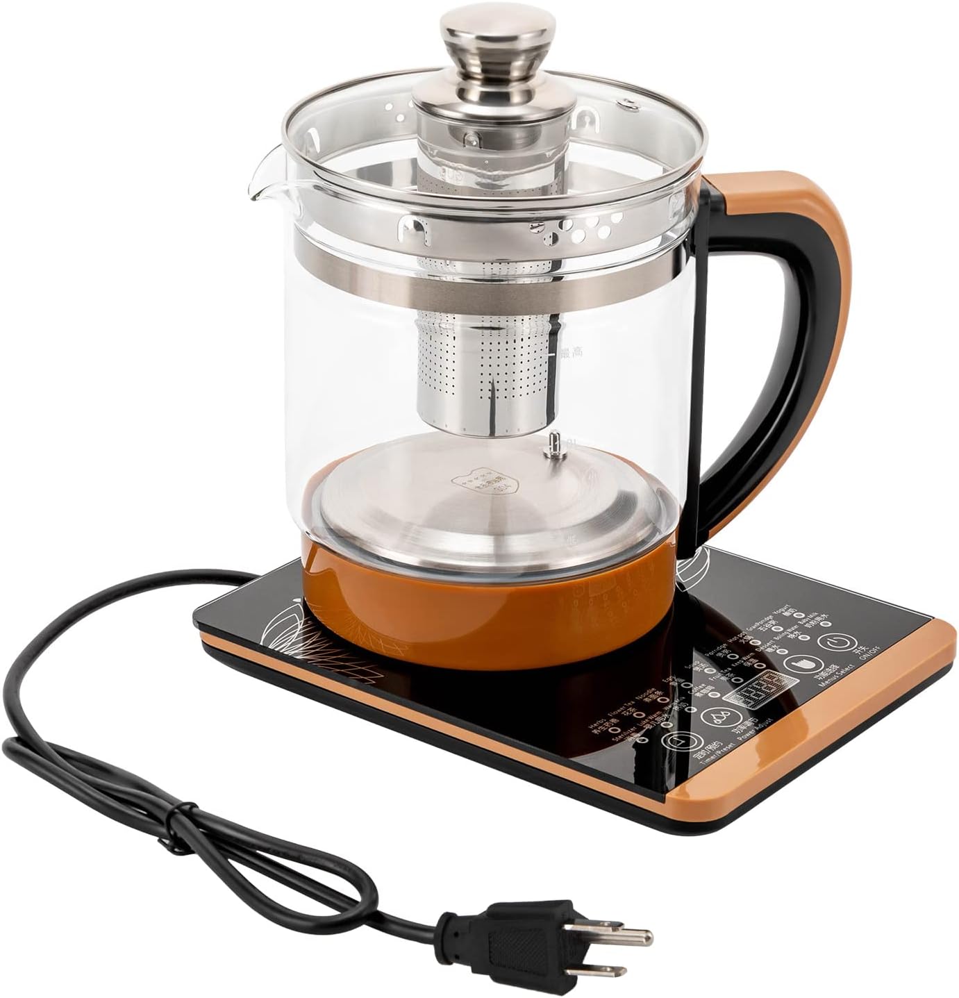 Multifunctional Electric Kettle Glass Tea Maker with Infuser and Temprature Control 1.8L Capacity for Tea Coffee Milk Stainless Steel Kettle Safe Dry-Boil Protection ideal for Gatherings