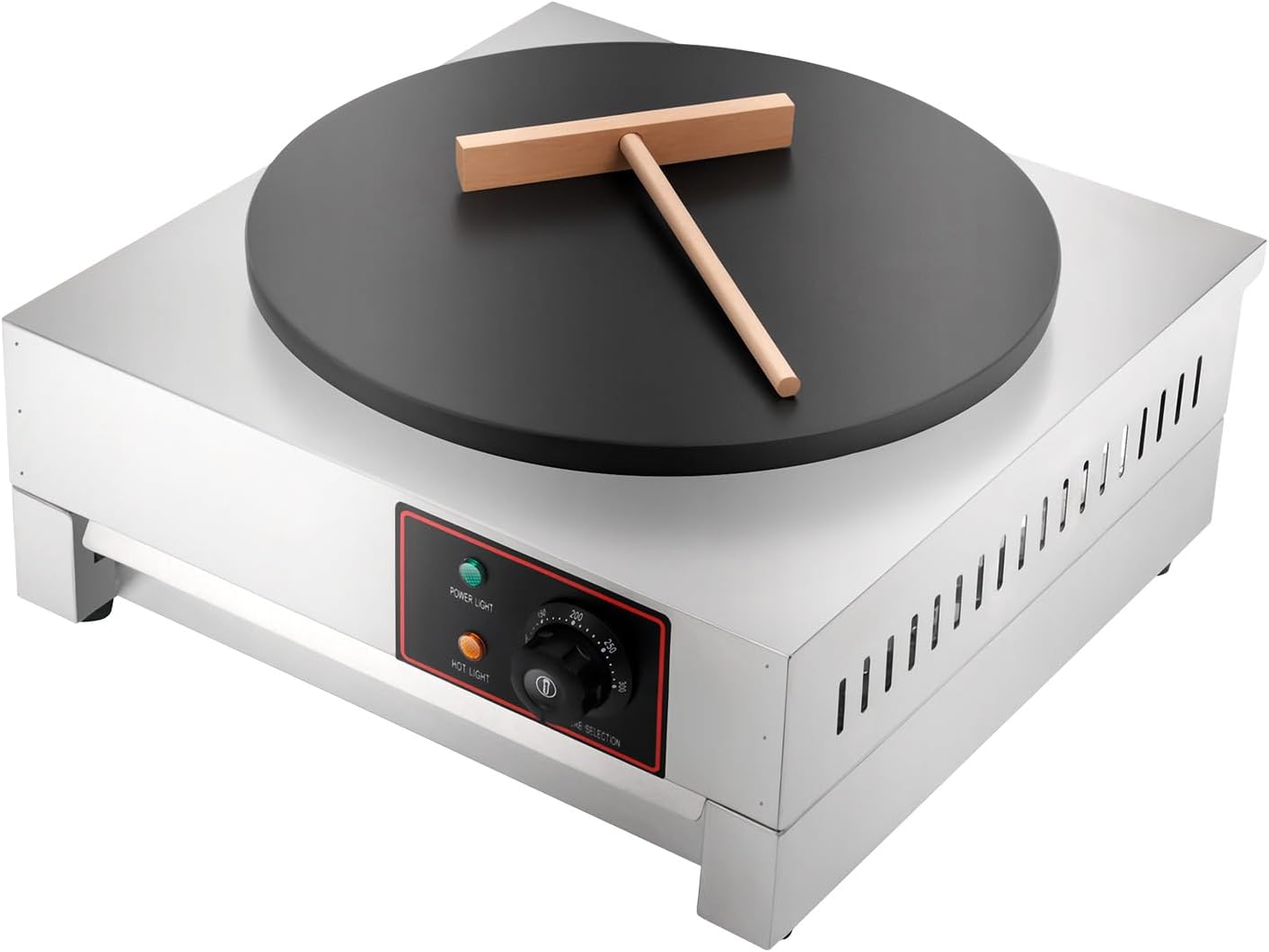 Commercial Electric Crepe Maker, 17 Inch Crepe Maker Pancake Machine with Non-stick Cast Iron Pan, 1700W 110V Temperature Adjustable Electric Crepe Maker