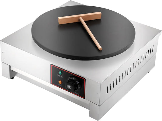Commercial Electric Crepe Maker, 17 Inch Crepe Maker Pancake Machine with Non-stick Cast Iron Pan, 1700W 110V Temperature Adjustable Electric Crepe Maker