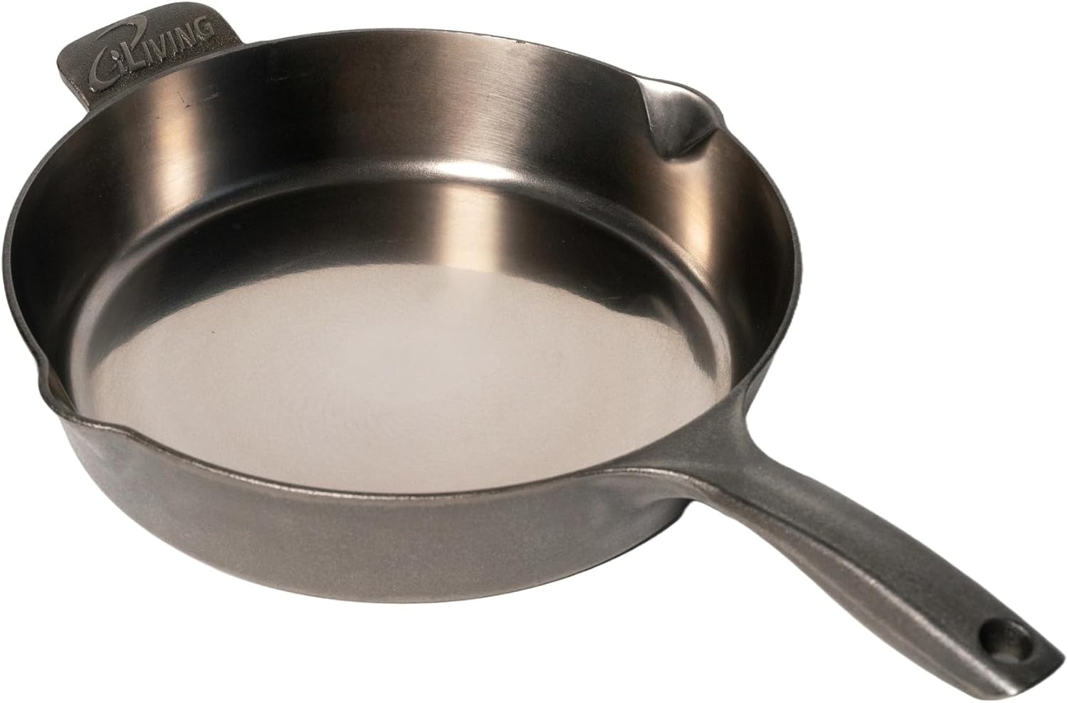 iLiving Un-seasoned Modern Heirloom Mirror Polished Cast Iron Skillet Pan 12" (2.7" Wall Height \/ 3.7 L), Silver