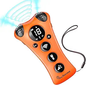 Adjustable Ultrasonic Dog Trainer â€“ World's First Variable Frequency Pet Behavior Corrector with 10 Level Ultra Sound, 18 Dog Whistles, Anti-Bark Flashlight, Humane Dog Deterrent (Orange)