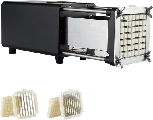 VEVOR Electric French Fry Cutter, Potato Slicer with 1\/2-Inch and 3\/8-Inch Stainless Steel Blades, Potato Cutter Chopper w\/Anti-slip Feet, Great for Potato, French Fries, Cucumber, Vegetables, Carrot