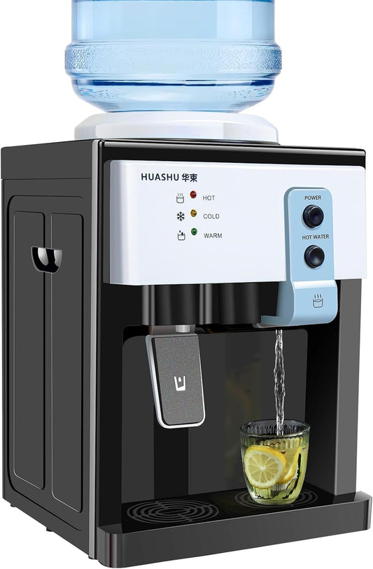 CNCEST Mini Electric Water Cooler Dispenser,Countertop Top Loading Water Dispenser for 1 to 5 Gallon Bottles,Cold\/Hot Water Dispenser of 3 Temperature Settings Hot Water(50-100℉)