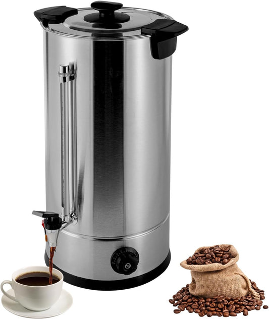 150 Cups Commercial Coffee Urn, 25L/6.6gal 150 Stainless Steel Commerical Coffee Maker with Thermostatic Control, Large Capacity Electric Coffee Boiler for Catering Weddings Parties Buffets Events
