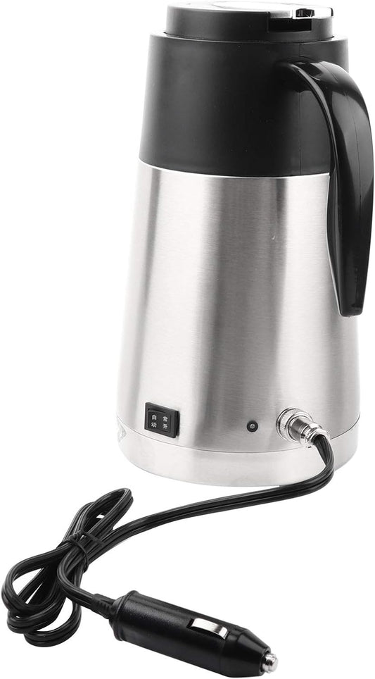 12V/24V 1300ml Stainless Steel Car Truck Travel Electric Kettle Pot Heated Water Cup (12V)