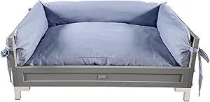 New Age Pet ECOFLEX Manhattan Raised Dog Bed, Moisture Resistant Frame with Stainless Steel Accents, Memory Foam Cushion, Grey, Large