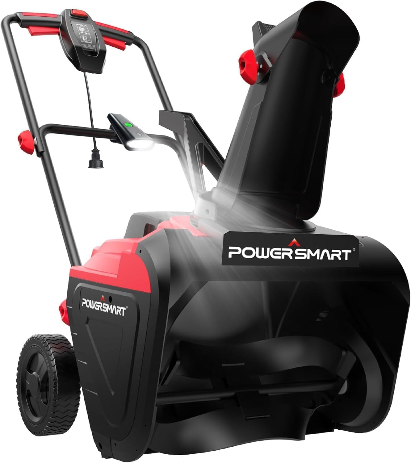 PowerSmart 21" Electric Snow Blower – 15 Amp Motor, 2100 RPM, 30 ft Throwing Distance, LED Light for Enhanced Visibility, Corded Design