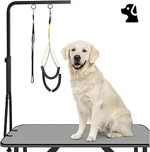 Professional Dog Grooming Table Arm with Double Clamp, 42" H Adjustable Pet Grooming Stand with Grooming Loop Noose for Small Medium Large Dog - Sturdy, and Easy-to-Install