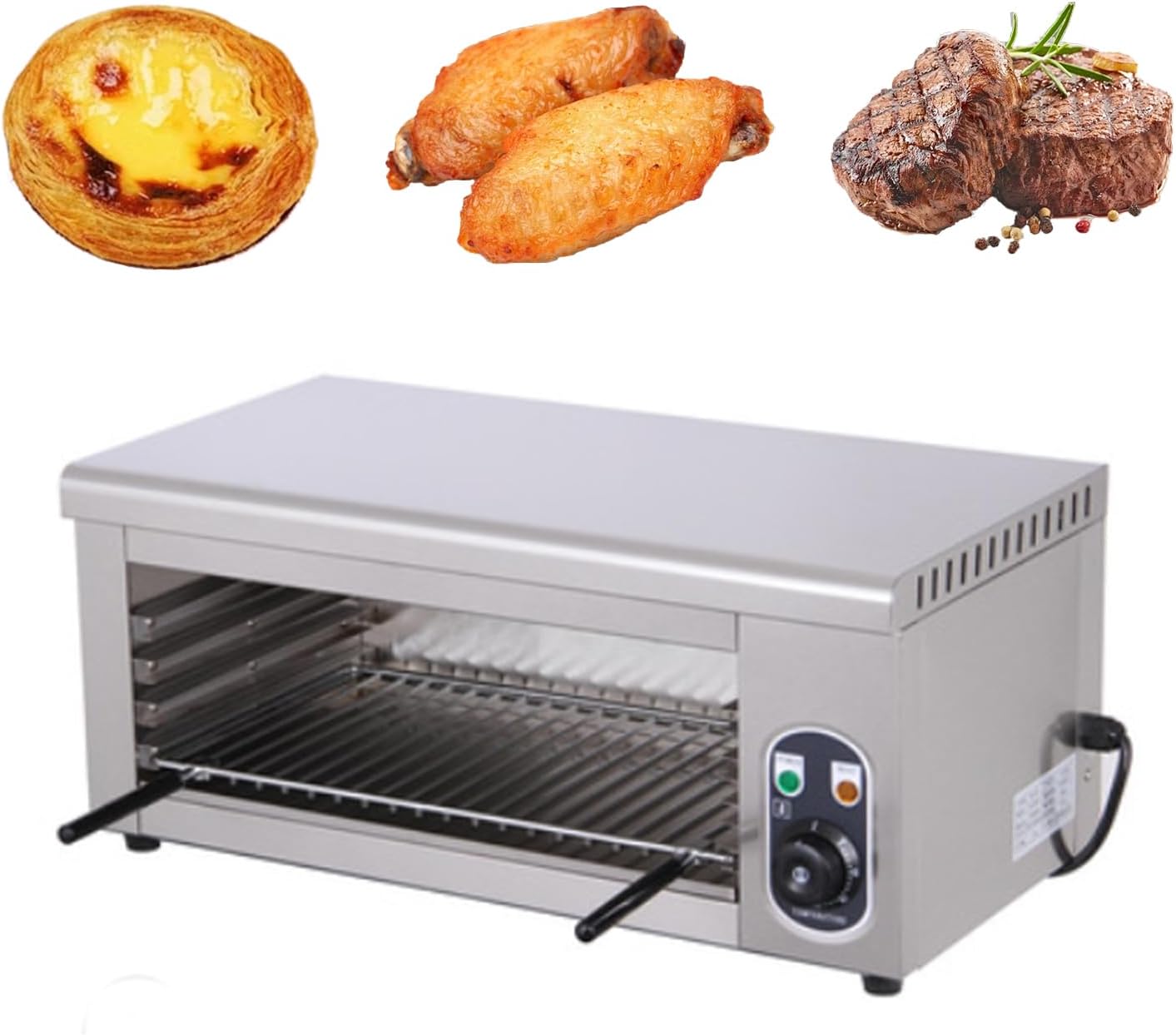 Cheese Melter, 2000W Electric Steak Broiler, 110V Commercial Salamander Broiler Stainless Steel Cheese Melter Machine Countertop Turbofan Broiler for Melt Cheese, Toast Sandwiches, Grill Steaks