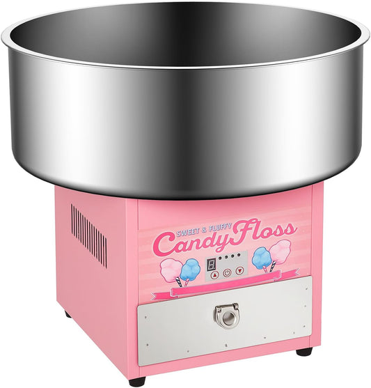 Candery Candy Cotton Machine for Kids, Electric Commercial Candy Cotton Maker with 20 in Stainless Steel Bowl Home Party Festival Pink