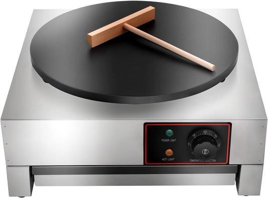 1700W 16 Inch Electric Crepe Maker, Commercial Pancake Machine 430 Stainless Steel Griddle Machine Crepe Maker Cooktop for Kitchen, Snack Stall(Adjustable 50-300℃)
