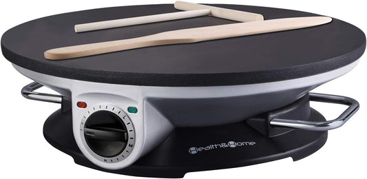 Health and Home No Edge Crepe Maker - 13 Inch Crepe Maker & Electric Griddle - Non-stick Pancake Maker- Crepe Pan