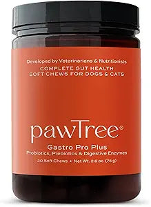pawTree Gastro Pro PlusÂ® for Dogs and Cats - Probiotics, Prebiotics and Digestive Enzymes - for Sensitive Stomach, Digestive Issues, Loose Stool, and Bad Gas (30 ct)