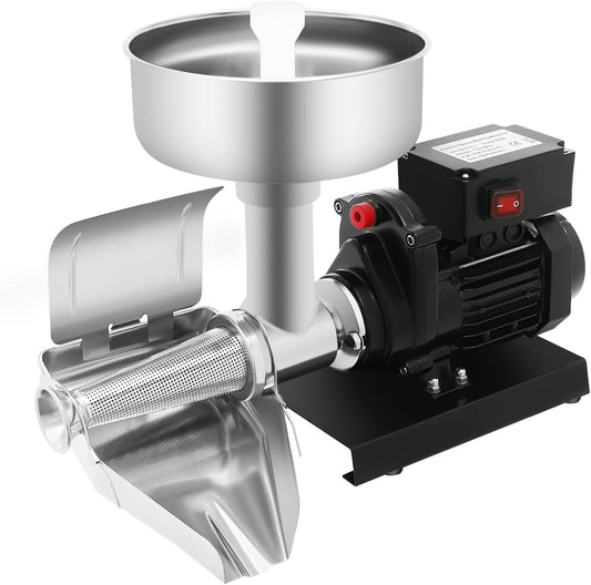 450W Electric Tomato Sauce Maker, Stainless Steel Food Mill with Large Funnel & Adjustable Trough, 110V for Homemade Purees, Jams, Applesauce Mashed Potatoes