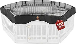 PJYuCien Dog Playpen Mesh Top Cover, Fits 36 Inch 6 Panels Regular Hexagonal Plastic Exercise Pet Pen, Adhesive Tape Connections, Black (Note: Cover Only, Fence Not Included)