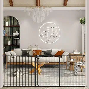 DEARBB Triple Lock Baby Gate for Stairs Doorways and House 31" to 86" Extra Wide Pressure Mounted Easy Walk Through Auto Close Safety Pet Gate Black 67.32-76.77"