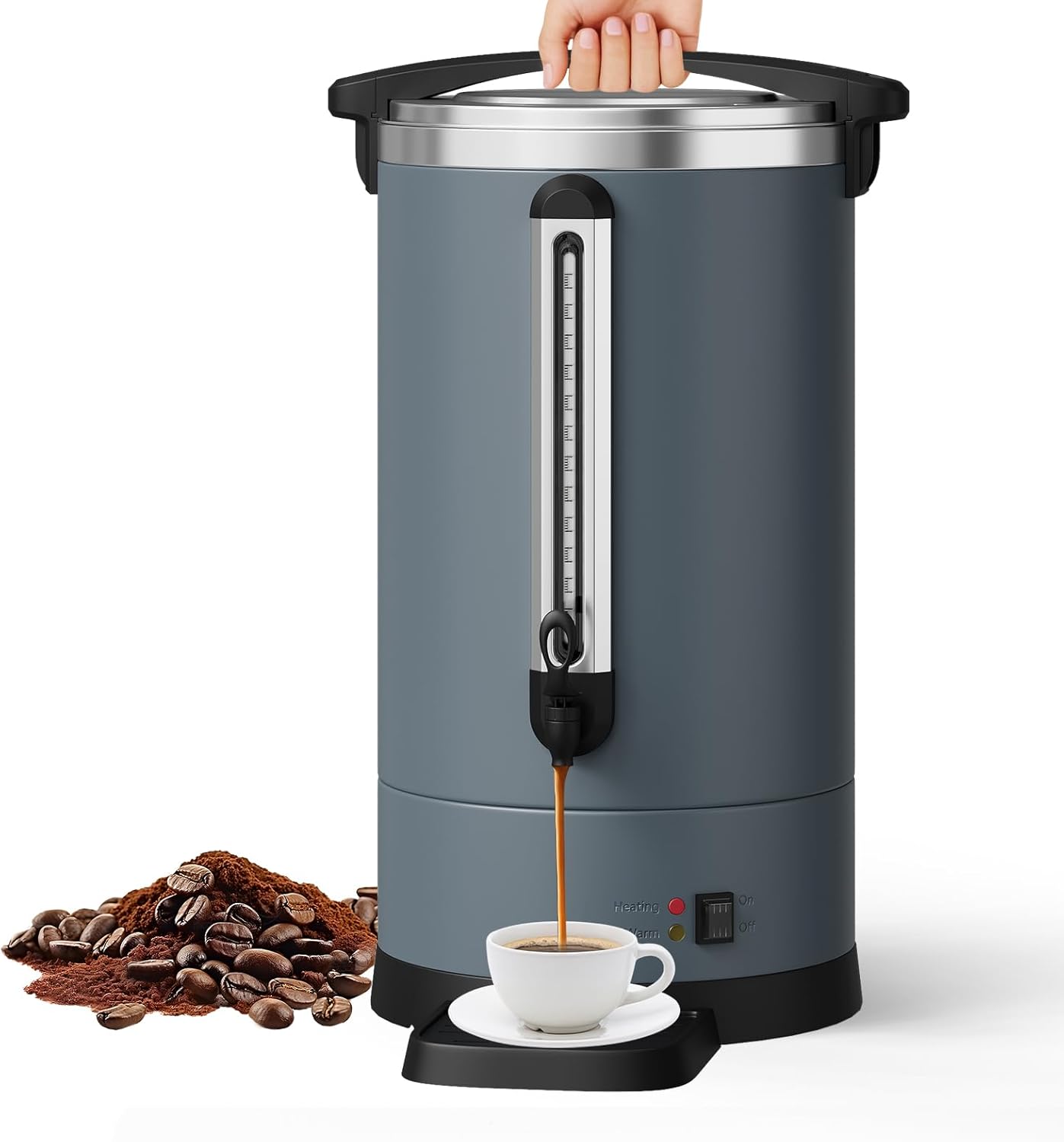 GAOMON Large Capacity Commercial Coffee Urn - 120 Cup (18L\/4.8 Gal) Stainless Steel Beverage Dispenser, Double Wall Insulated, Electric Hot Water\/Coffee Maker for Catering, Events, Offices