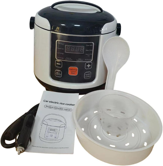 Generic Rice Cooker for Car Electric Rice Cooker Removable Nonstick Pot Porridge Multifunction 1-2 People Small 2L Travel Rice Cooker, 12V for Cars
