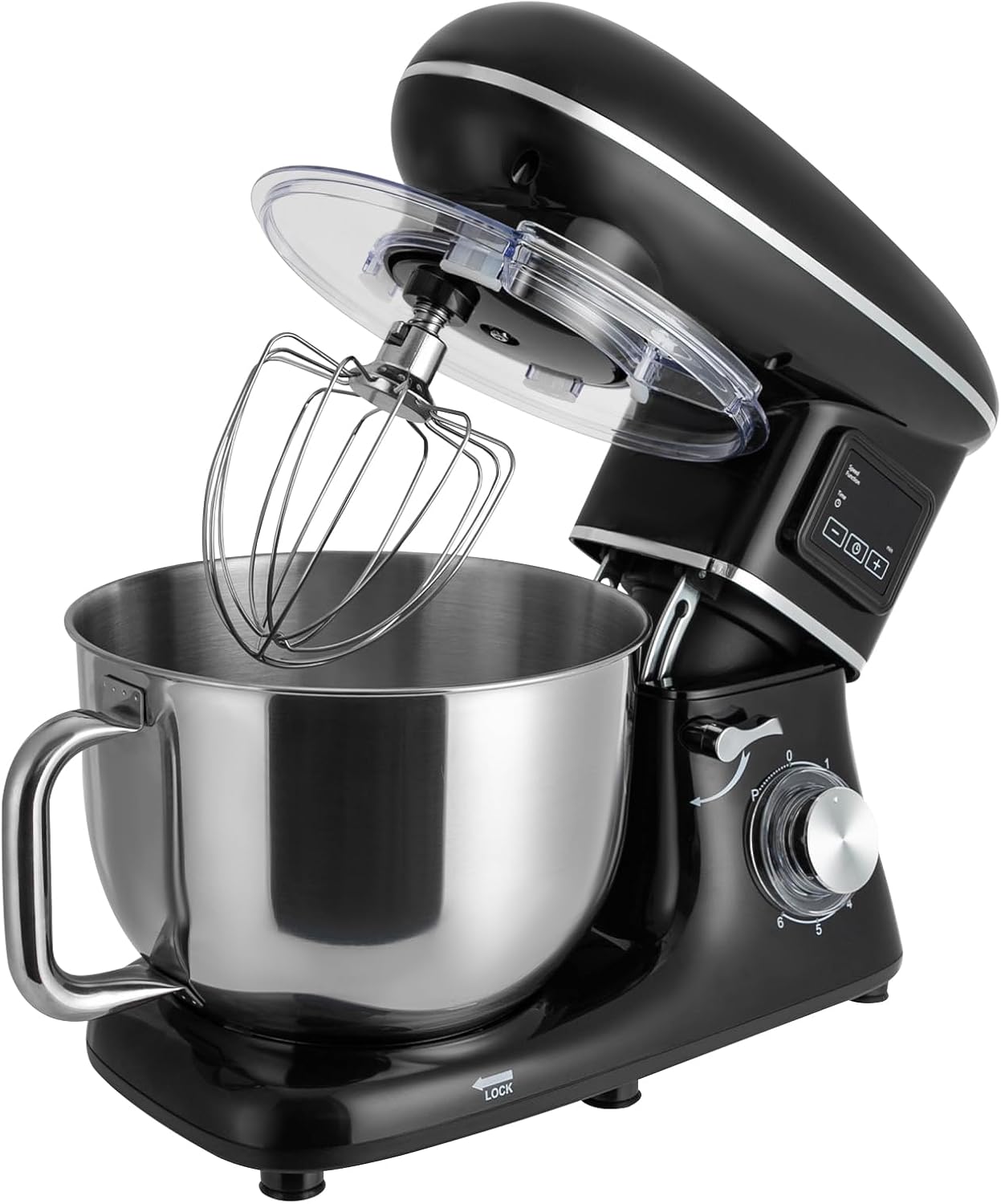 Stand Mixer,6.5Qt 1350W 7-Speed Tilt-Head Food Mixer,Dough Machine with LCD Display and Splash-proof Lid,Kitchen Electric Mixer for Kitchens, Small Restaurants, Bakeries(Black)