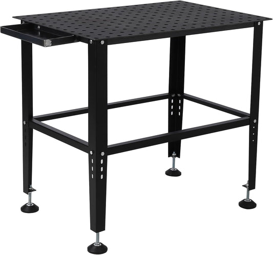 Heavy Duty Welding Table, 36"x24" Metal Workbench with 5/8" Tool Holes & Adjustable Legs, 1500lb Capacity Steel Fabrication Table for Welding, Sawing, Auto Repair
