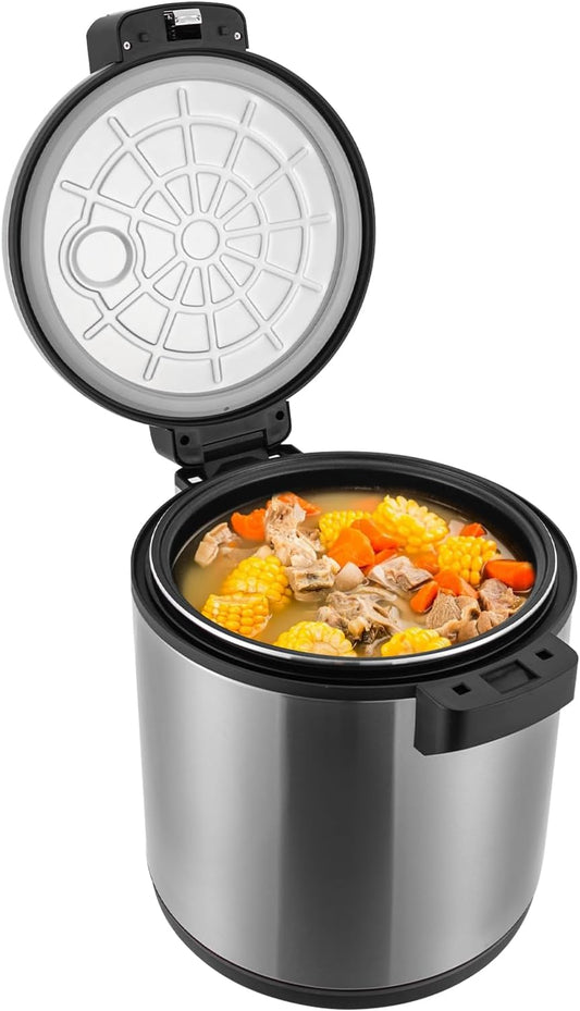 24QT\/100 Cup Commercial Rice Warmer, Stainless Steel Electric Food Warmer with Dual Temp Control (154°F\/162°F), Ideal for Catering\/Home\/Party Use (Silver)