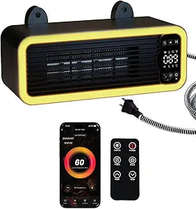 1200W Pet Heater for Dog House, Smart APP & Remote Control Heater with 3-Temp Modes, Temperature Probe & Digital Display, Safe Anti-Chew Cord, Under 45dB for Dog Houses, Cat Shelters & Chicken Coops