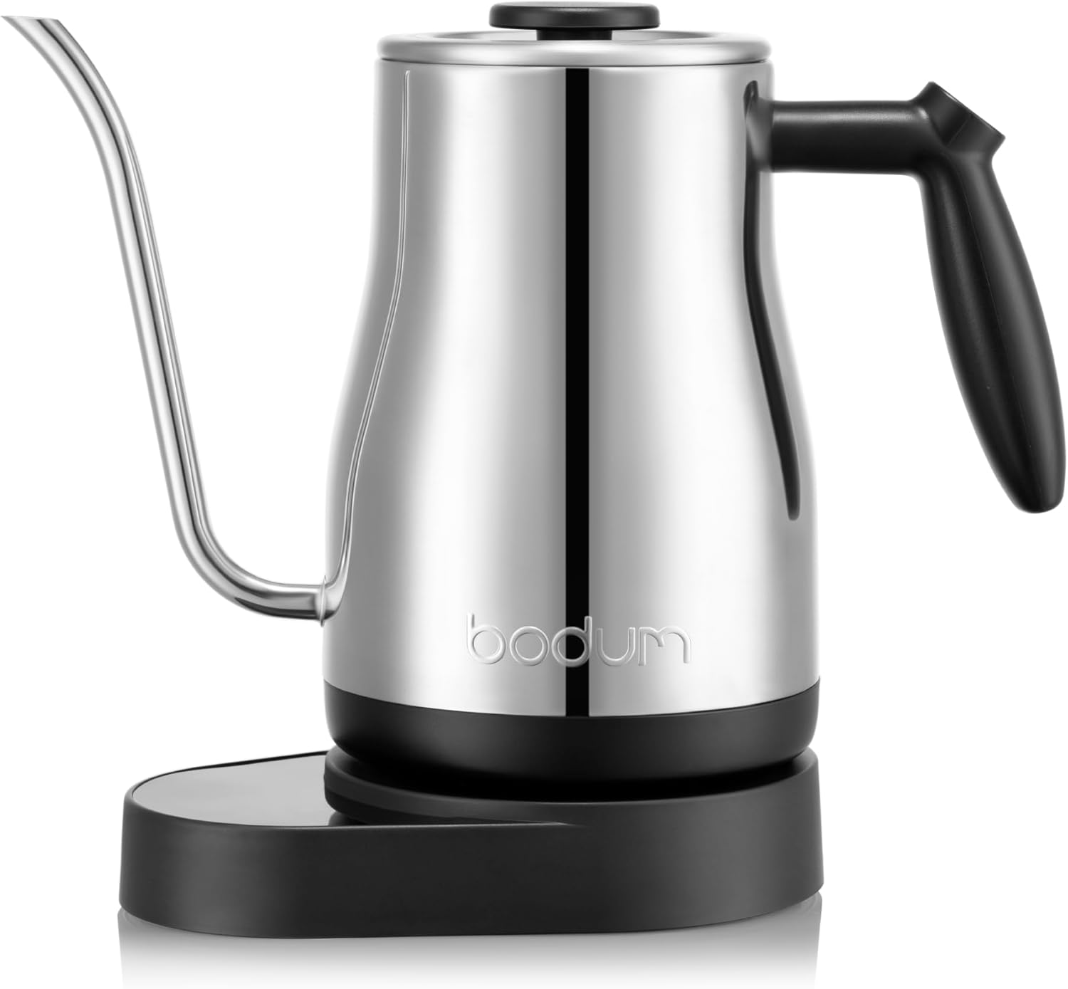 Bodum 34 oz Bistro Gooseneck Electric Water Kettle, Pour Over Coffee & Tea, Temperature Control w\/Wi-Fi Display, Polished Stainless Steel