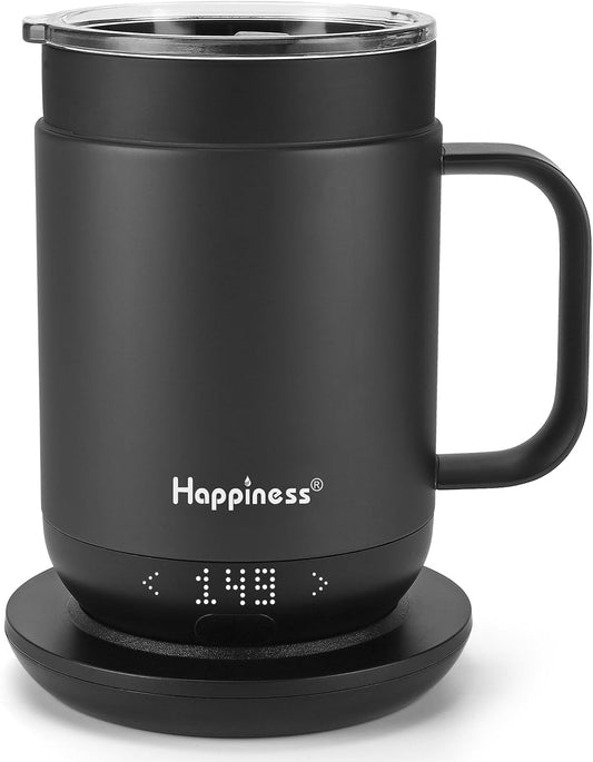 Happiness Smart Heated Coffee Mug,16oz Rechargeable Electric Self Heating Temperature Control Coffee Cup