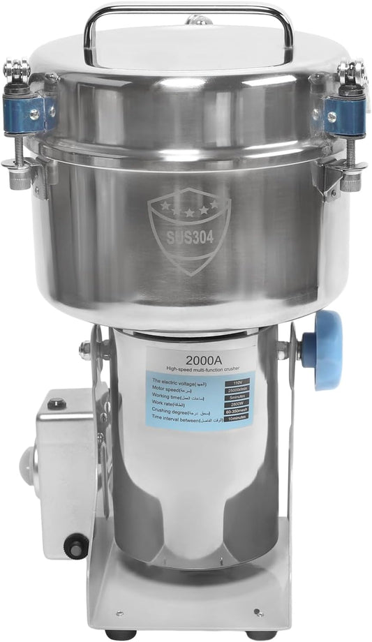 110V Electric Grain Mill, Electric Grain Grinder Stainless Steel Mill 1400R\/m Small Electric Grain Grinding Machine Pulverizer Grinder Machine for Kitchen Dry Grains Wheat Spices(Silver\/Style A)