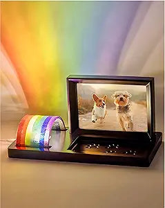 Capti Rainbow Bridge Light and Dog Photo Frame â€“ Radiant Dog Memorial Gifts for Loss of Pet, Rainbow Glass Dog Memorial Frame, LED Light, for Sympathy, Bereavement, Grief and Loss of A Dog or Cat