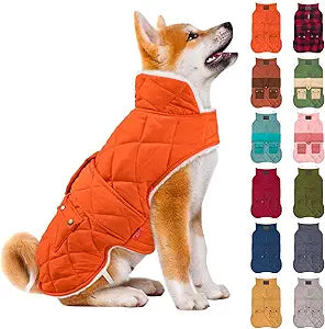 KYEESE Dog Coat Warm Pet Winter Puffer Coat with Leash Hole Waterproof Dogs Jacket with Fleece Lined Windproof Dog Coats for Small Dogs Thick Pets Clothes with Pocket Soft Pet Sweater for Cold Weather