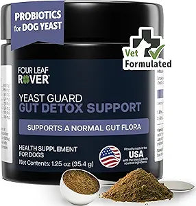 FOUR LEAF ROVER Yeast Guard for Dog Yeast - Veterinarian Formulated - Supports Healthy Skin, Ears & Paws - 100% Natural with Organic Herbs - 30 Day Medium Dog Supply