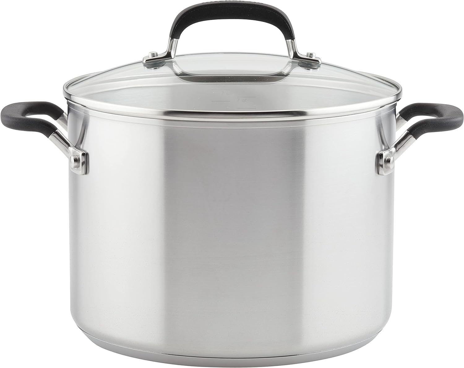 KitchenAid Stainless Steel Stockpot with Measuring Marks and Lid, 8 Quart, Brushed Stainless Steel