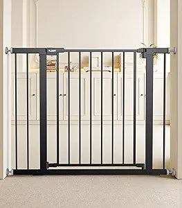 29.5-40.5" Baby Gate for Stairs, Dog Gate for Doorways, Walk Thru Auto Close Metal Baby Safety Gate for The House, Stairs and Doorways, Child Gate Pressure Mounted, Pet Gate for Dog Indoor - Black