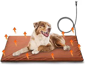 TURBRO 35x24â€ Large Pet Heating Pad, Electric Heated Dog Bed for Large Breeds, Air Valve Design, Anti-Bite Cord, Ultra-Soft and Anti-Slip Cover, Outdoor and Indoor Use, UL Test Passed, Brown