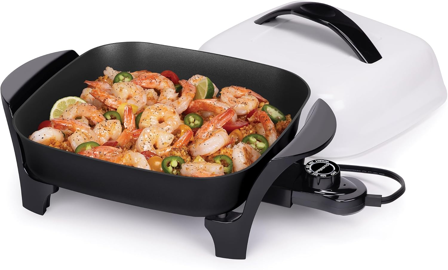 Presto 06620 11-Inch Electric Skillet,Black\/White