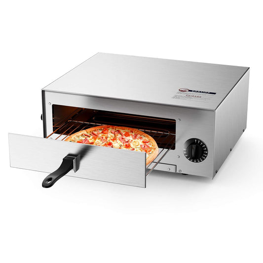 Costway Electric Oven, Stainless Steel Baker with Auto Shut-Off, Handle, Removable Tray, Countertop Pizza Maker for Kitchen & Commercial Use