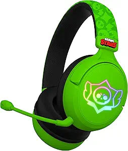 SUBSONIC - Brawl Stars Wireless Gaming Headset with LED and Detachable Microphone. Officially Licensed Gaming Headset, Compatible with Consoles, PCs, Tablets and Smartphones - Green