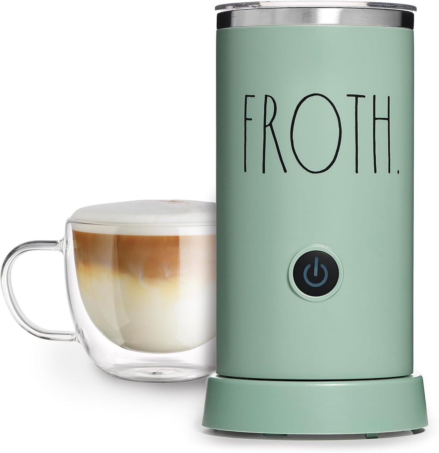 Rae Dunn Electric Milk Frother Steamer -Stylish Automatic Milk Steamer and Frother, Milk Warmer, Hot and Cold Foam Maker for Coffee, Latte, Cappuccino, Macchiato - 550 Watt (Sage)