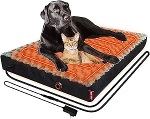 Upgraded Heated Dog Bed with Enlarged Heating Area, 12V Safe Voltage Arthritis Orthopedic Dog Bed with Memory Foam, Heated Pet Bed with Waterproof Cover for Medium, Large, XL Dogs (Large)â€¦