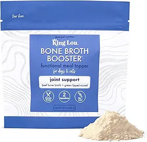 King Lou Pets - Bone Broth Booster Joint Support - Beef Broth Topper - Beef Bone Broth and Green Lipped Mussel - for Cat and Dog for Healthy Skin and Joints